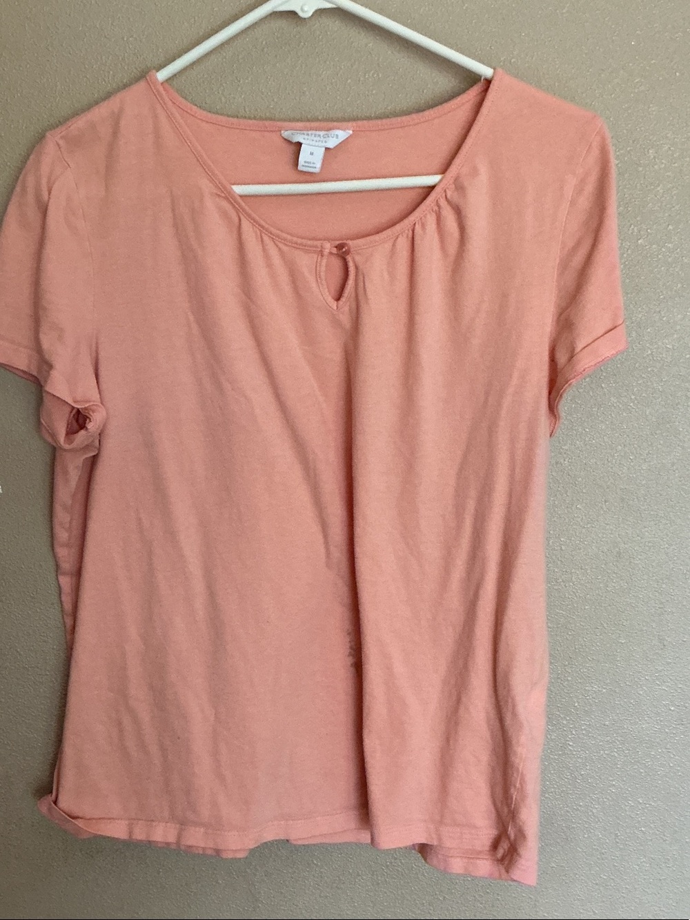 Charter Club Peach Short Sleeve Tee with Keyhole